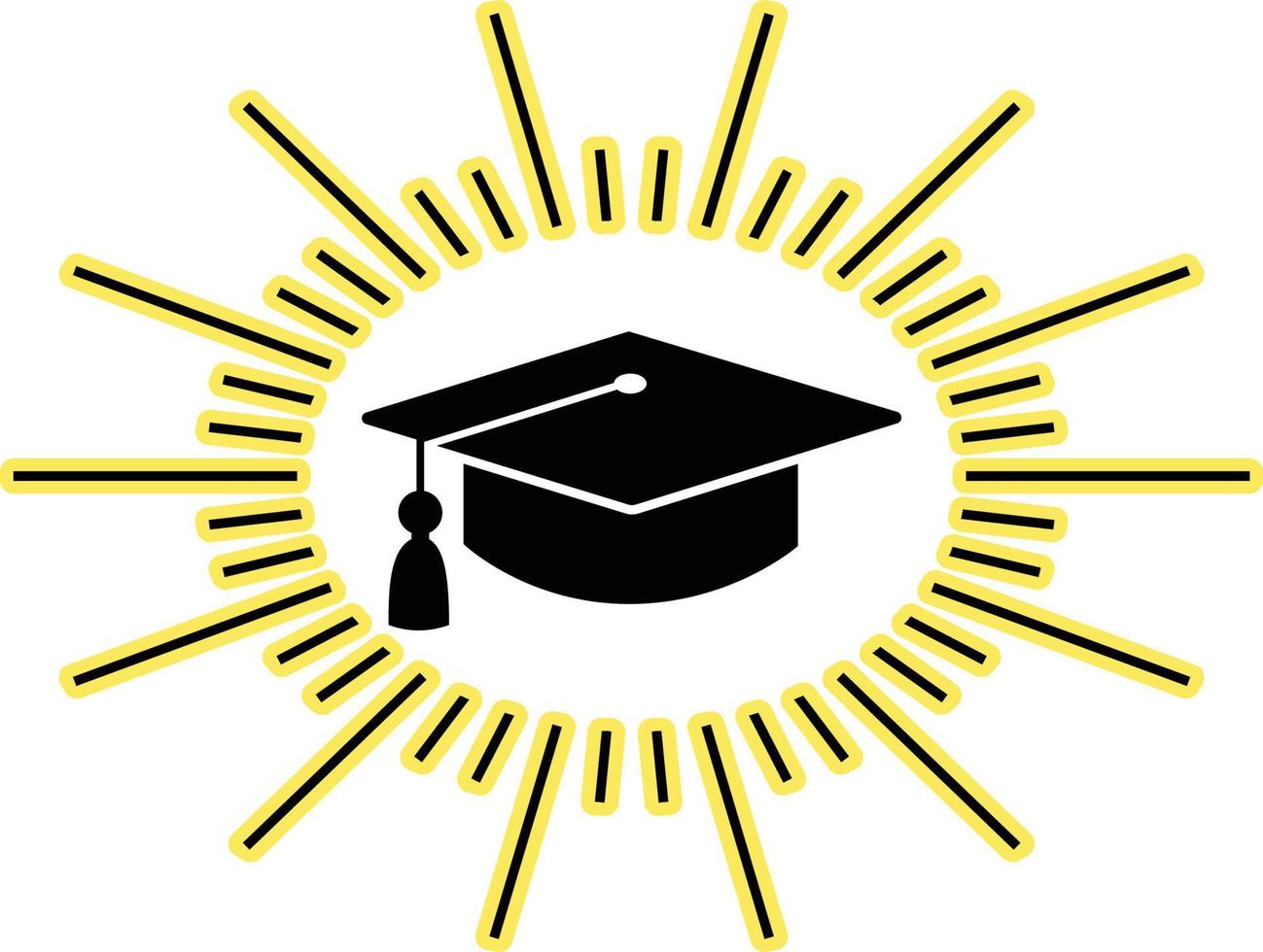 diploma uitreiking hoed binnen zon stralen vector illustratie klem kunst logo sjabloon