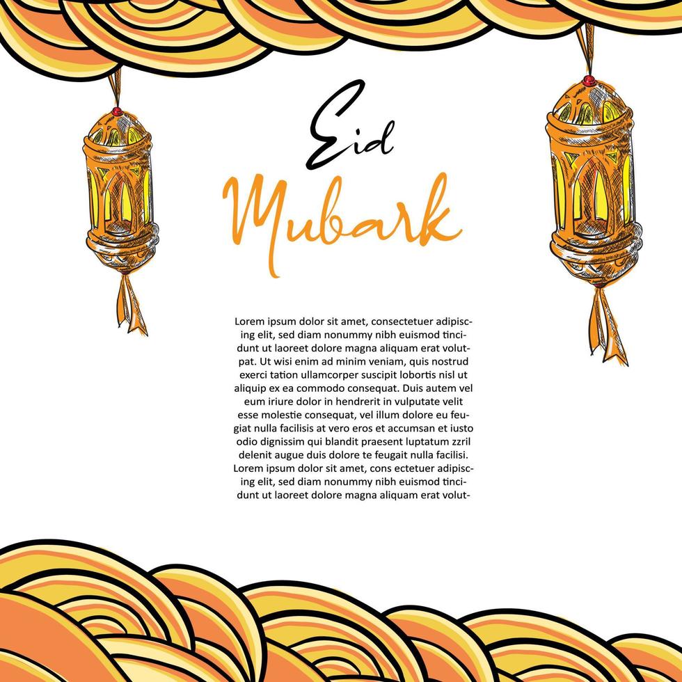 eid mubarak hand- getrokken lantaarn Islamitisch vector