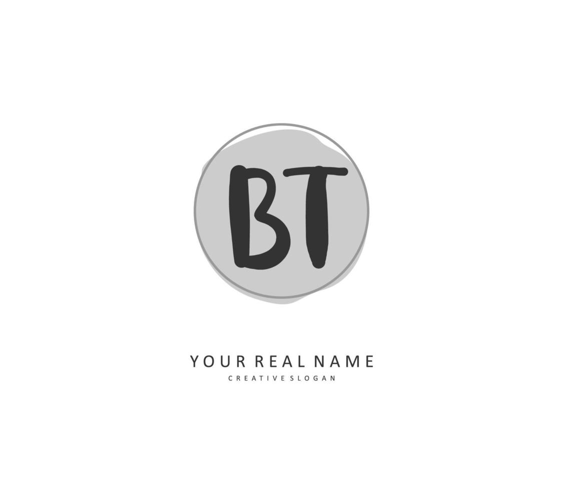 b t bt eerste brief handschrift en handtekening logo. een concept handschrift eerste logo met sjabloon element. vector