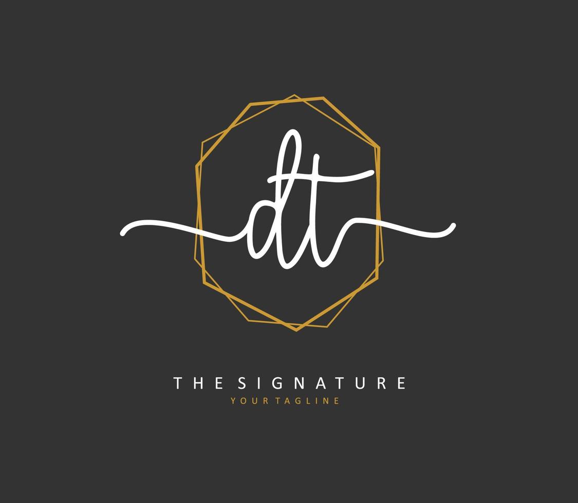 d t dt eerste brief handschrift en handtekening logo. een concept handschrift eerste logo met sjabloon element. vector
