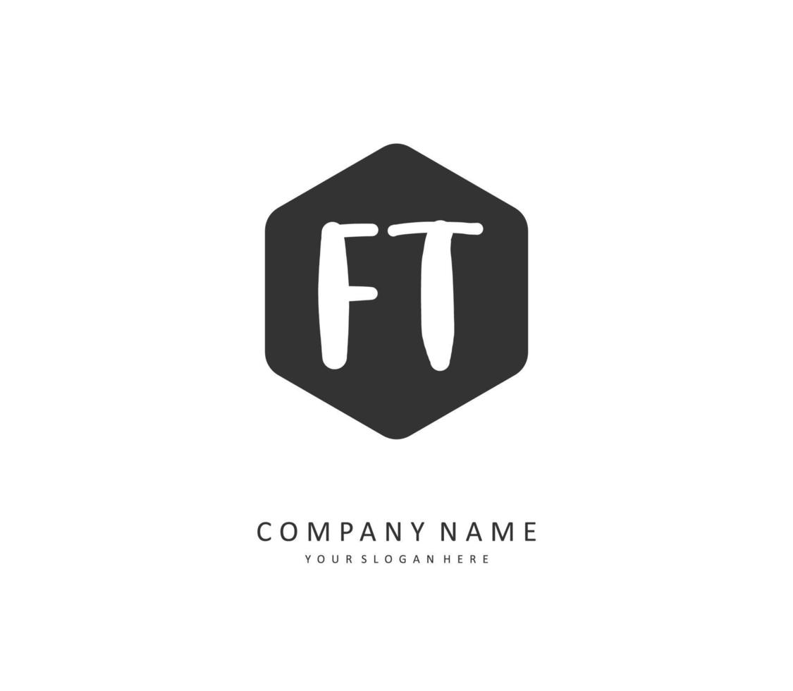 f t ft eerste brief handschrift en handtekening logo. een concept handschrift eerste logo met sjabloon element. vector