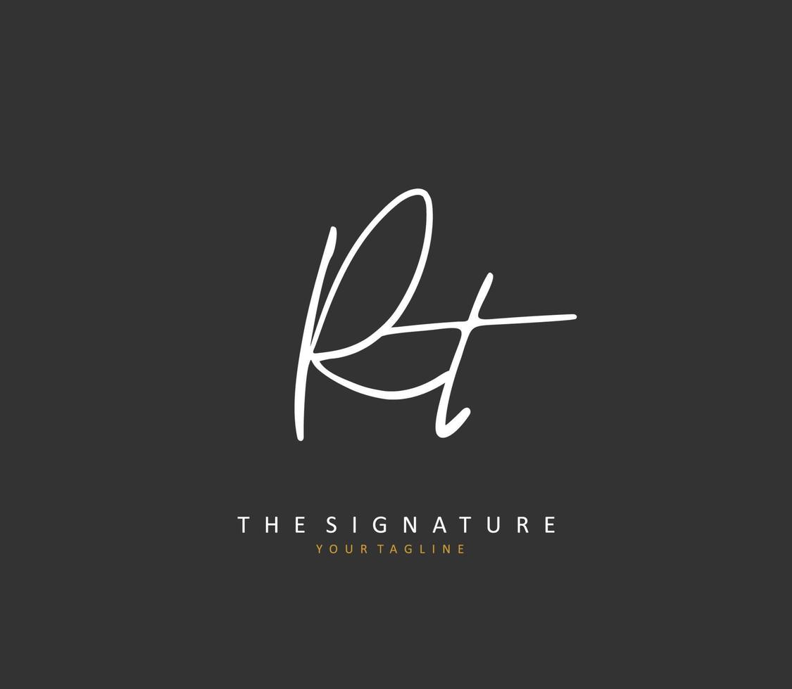 r t rt eerste brief handschrift en handtekening logo. een concept handschrift eerste logo met sjabloon element. vector