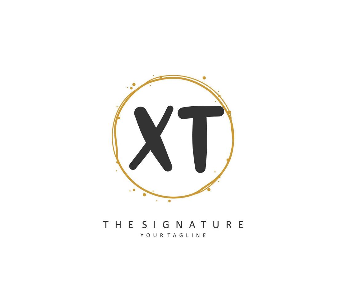 X t xt eerste brief handschrift en handtekening logo. een concept handschrift eerste logo met sjabloon element. vector