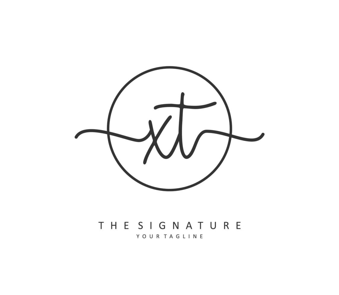 X t xt eerste brief handschrift en handtekening logo. een concept handschrift eerste logo met sjabloon element. vector