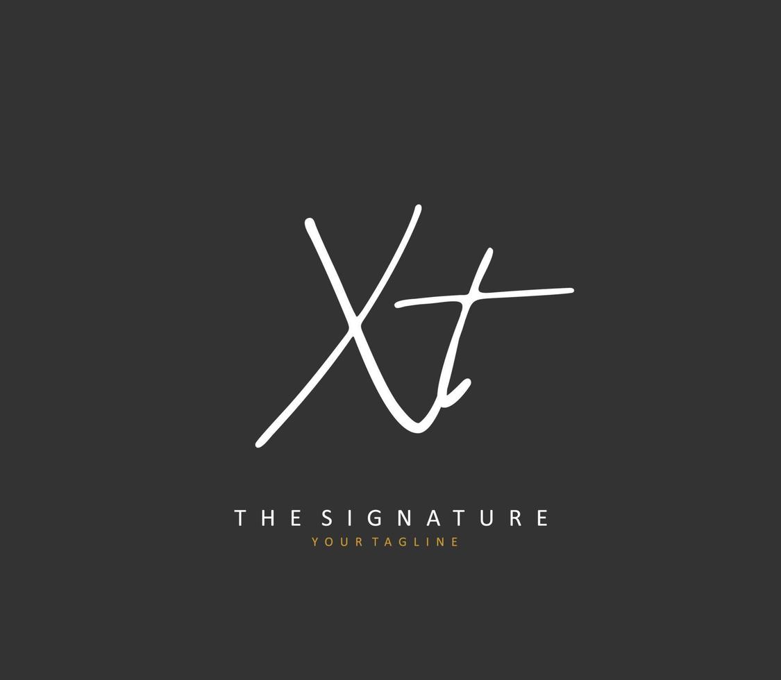 X t xt eerste brief handschrift en handtekening logo. een concept handschrift eerste logo met sjabloon element. vector