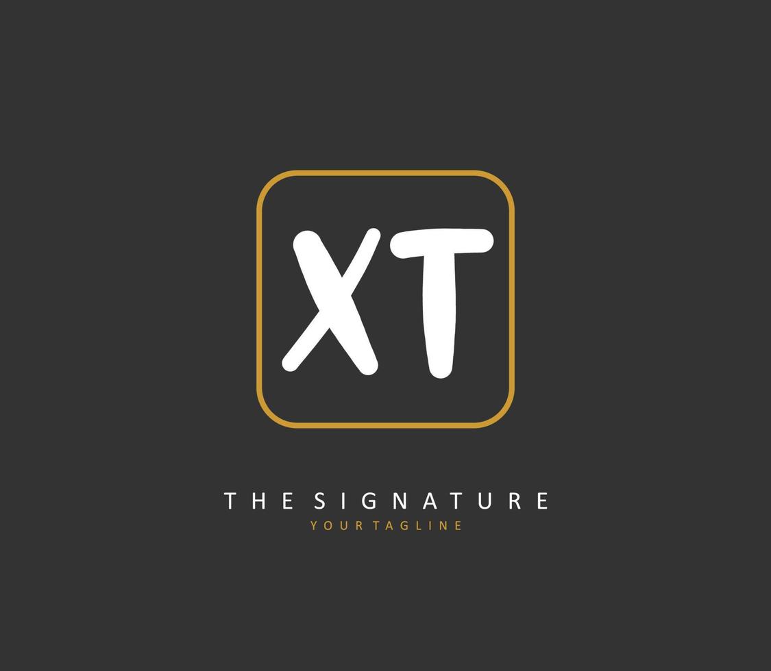 X t xt eerste brief handschrift en handtekening logo. een concept handschrift eerste logo met sjabloon element. vector