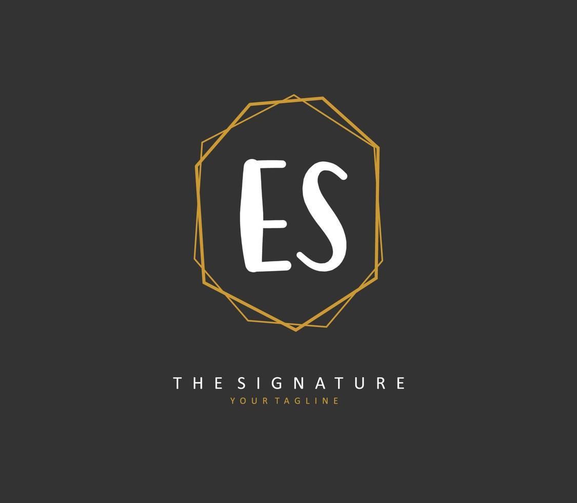 e s es eerste brief handschrift en handtekening logo. een concept handschrift eerste logo met sjabloon element. vector