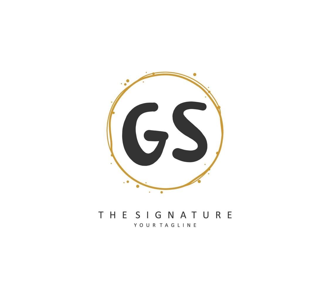 g s gs eerste brief handschrift en handtekening logo. een concept handschrift eerste logo met sjabloon element. vector