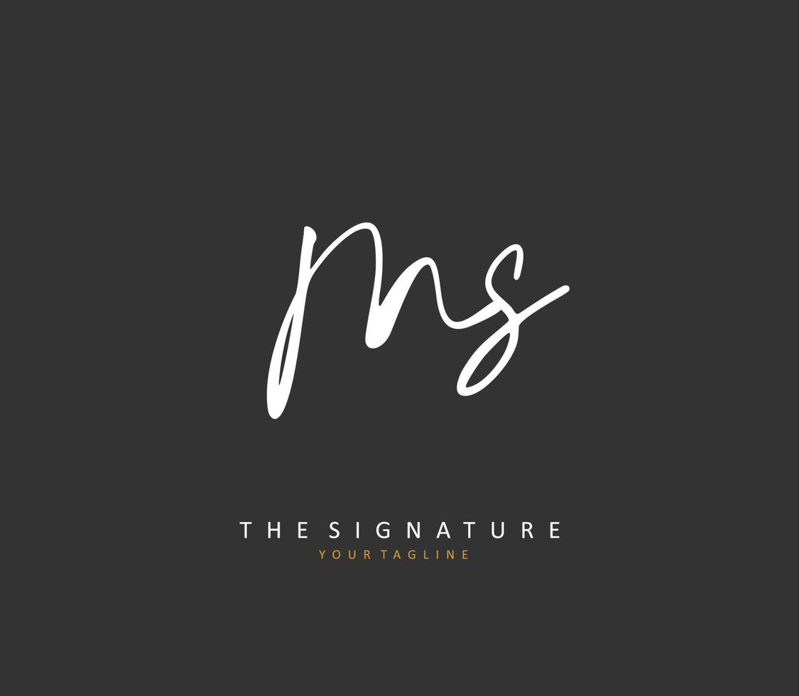 m s Mevrouw eerste brief handschrift en handtekening logo. een concept handschrift eerste logo met sjabloon element. vector