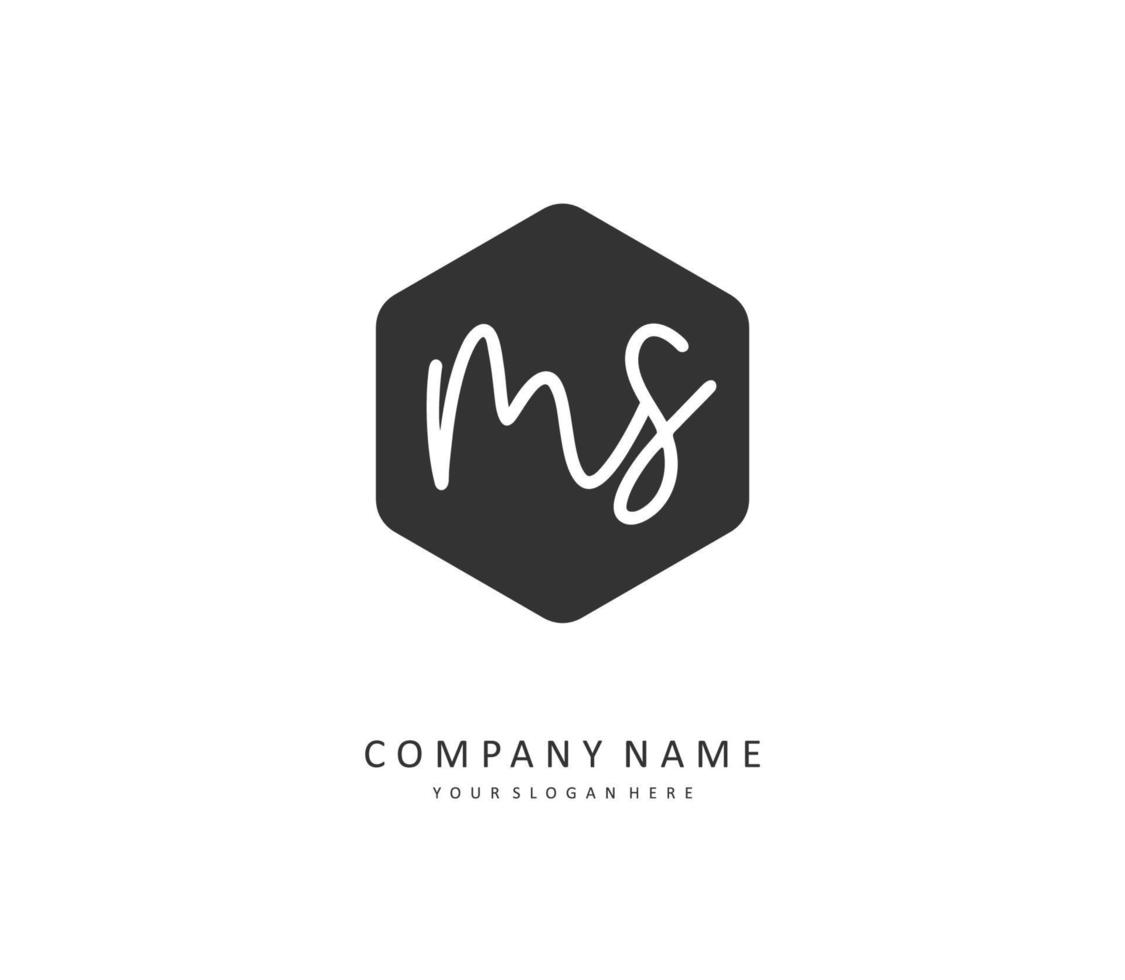 m s Mevrouw eerste brief handschrift en handtekening logo. een concept handschrift eerste logo met sjabloon element. vector