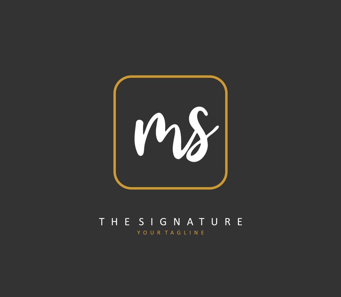 m s Mevrouw eerste brief handschrift en handtekening logo. een concept handschrift eerste logo met sjabloon element. vector