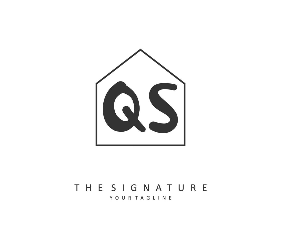 q s qs eerste brief handschrift en handtekening logo. een concept handschrift eerste logo met sjabloon element. vector