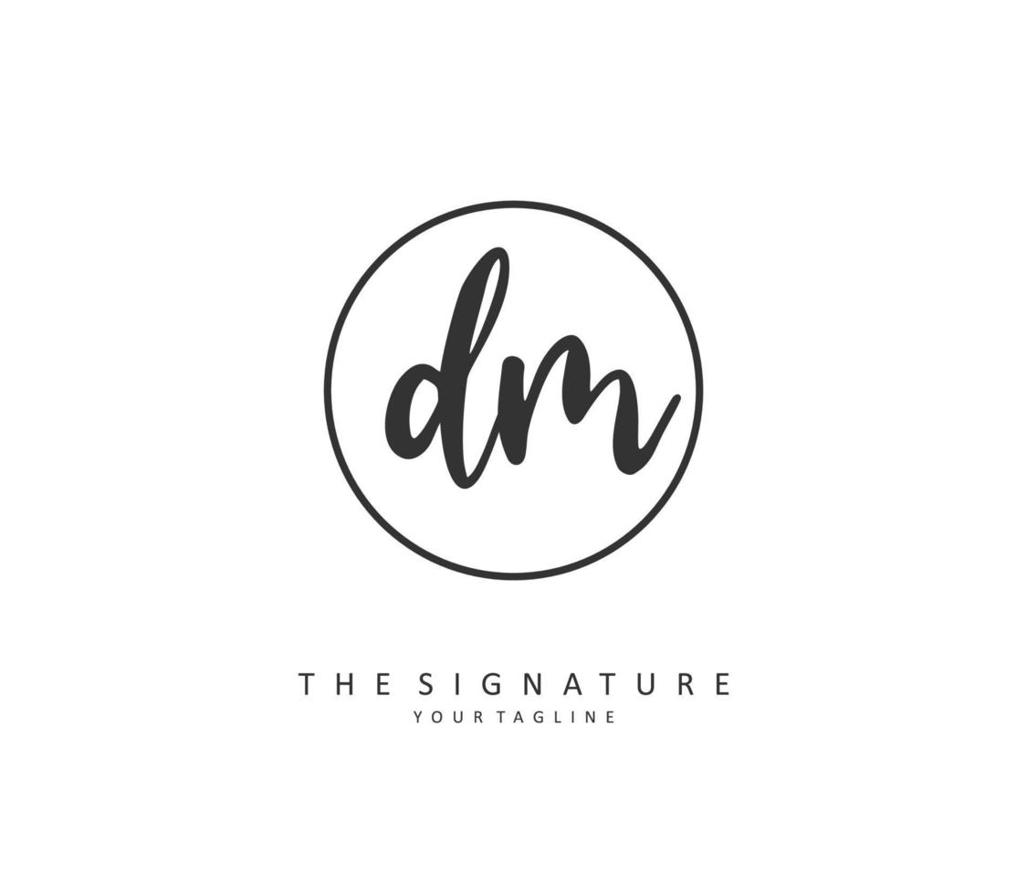 d m dm eerste brief handschrift en handtekening logo. een concept handschrift eerste logo met sjabloon element. vector