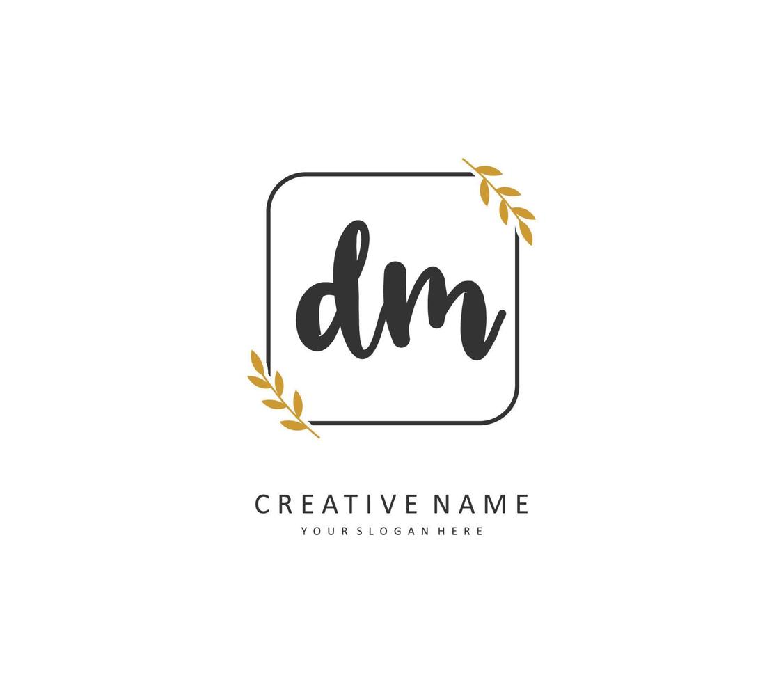 d m dm eerste brief handschrift en handtekening logo. een concept handschrift eerste logo met sjabloon element. vector