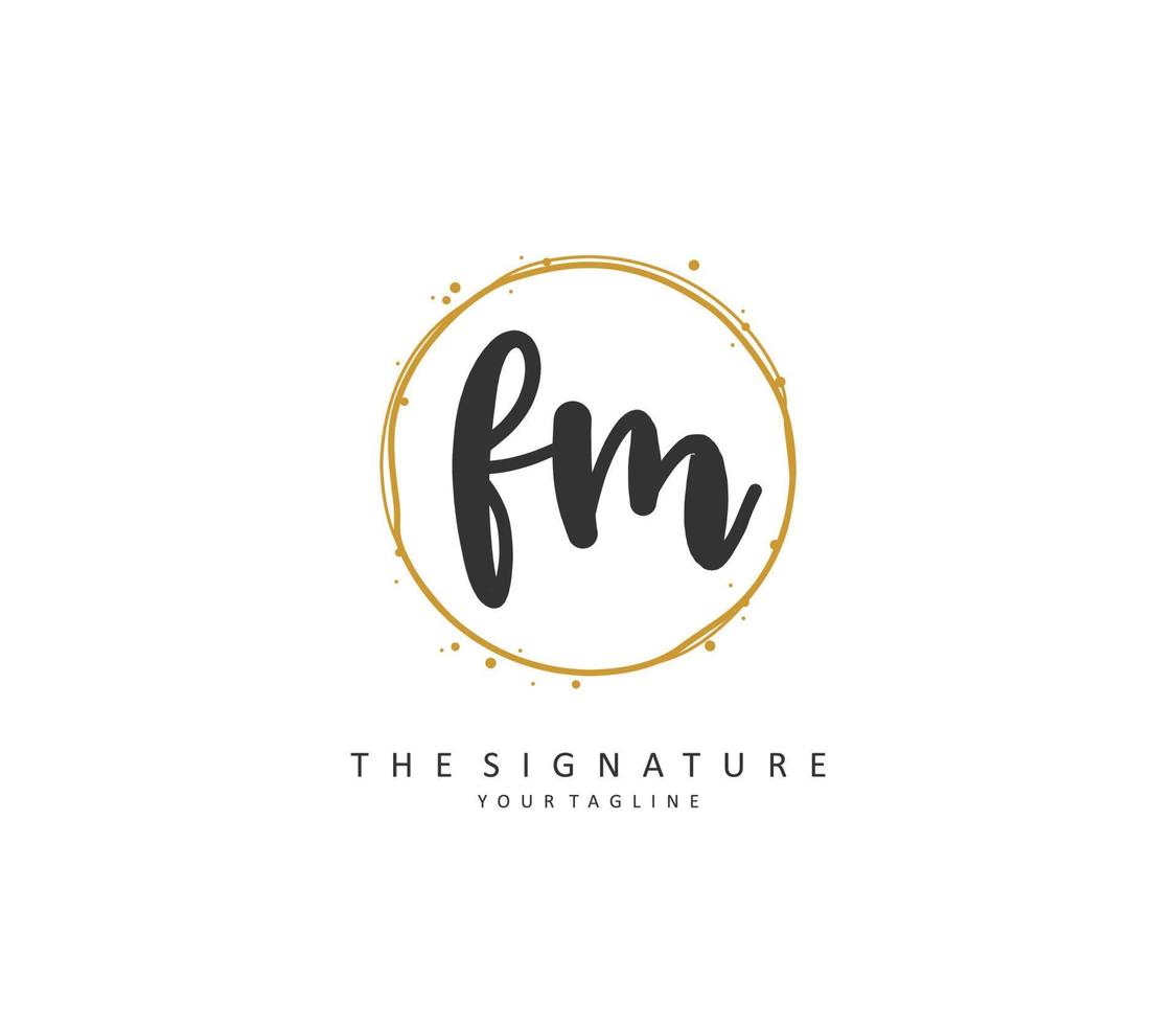 f m fm eerste brief handschrift en handtekening logo. een concept handschrift eerste logo met sjabloon element. vector