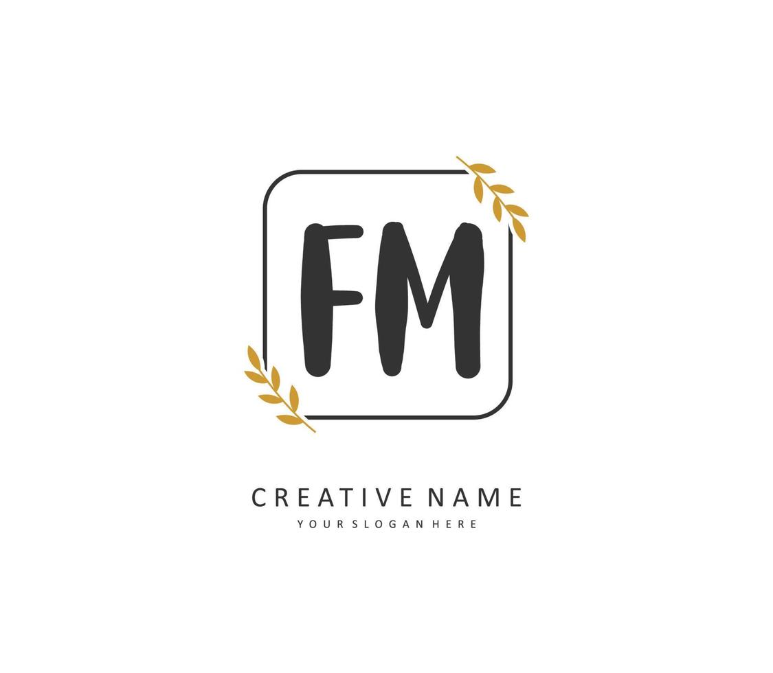 f m fm eerste brief handschrift en handtekening logo. een concept handschrift eerste logo met sjabloon element. vector