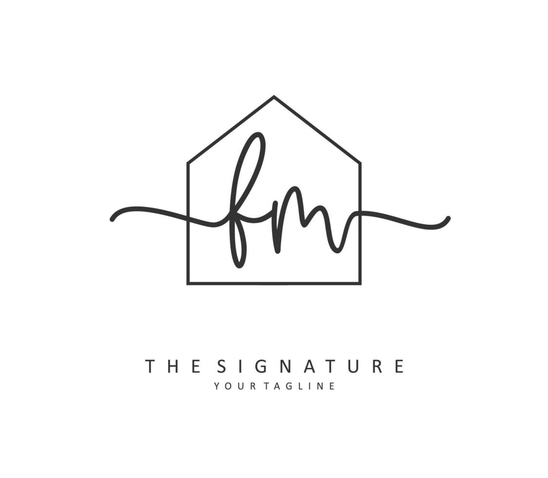 f m fm eerste brief handschrift en handtekening logo. een concept handschrift eerste logo met sjabloon element. vector