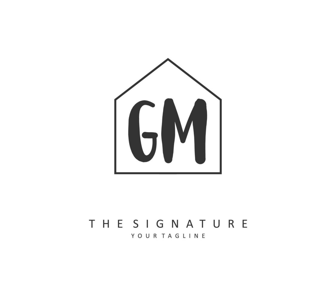 g m gm eerste brief handschrift en handtekening logo. een concept handschrift eerste logo met sjabloon element. vector