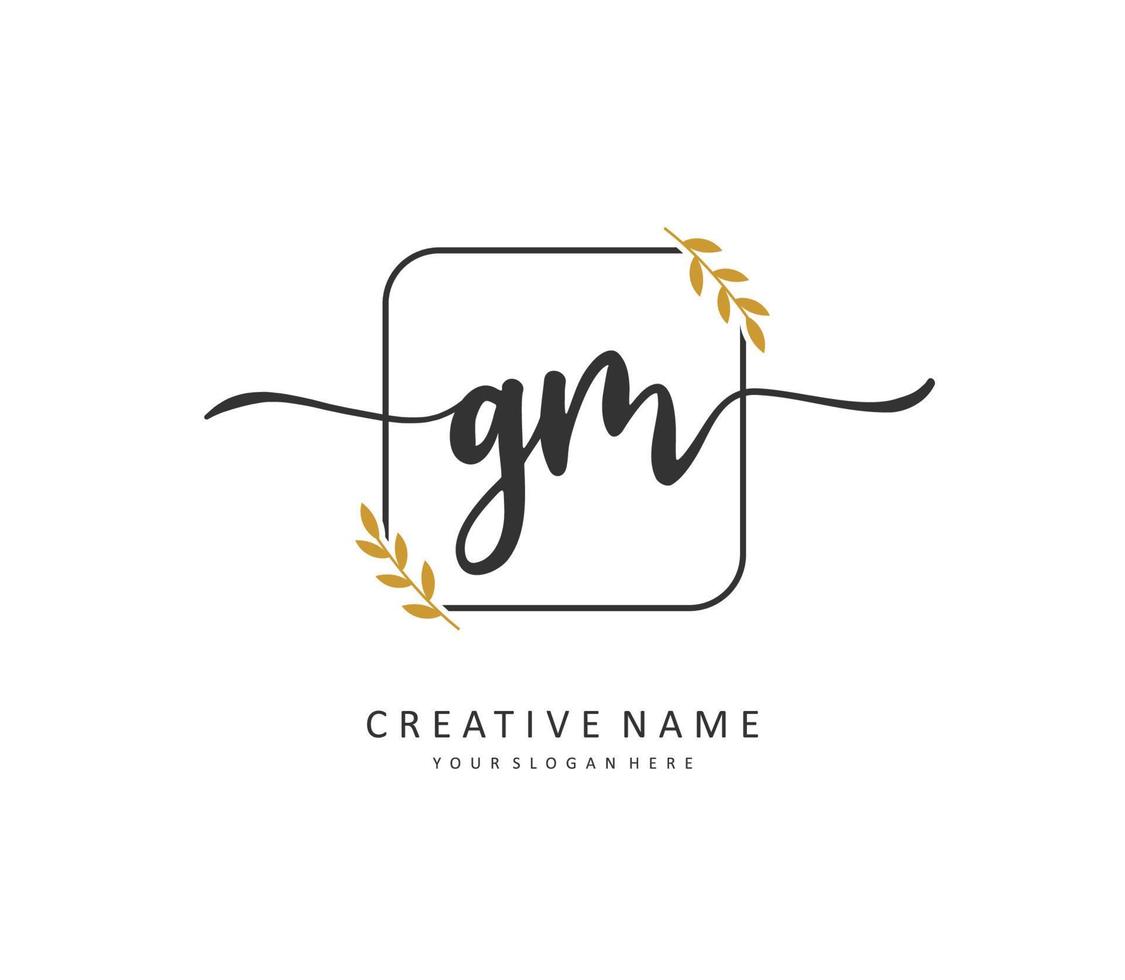 g m gm eerste brief handschrift en handtekening logo. een concept handschrift eerste logo met sjabloon element. vector