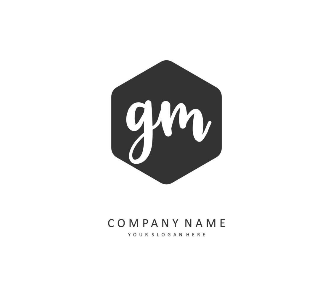 g m gm eerste brief handschrift en handtekening logo. een concept handschrift eerste logo met sjabloon element. vector