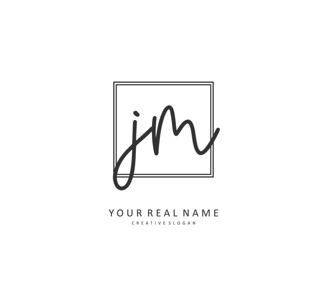 j m jm eerste brief handschrift en handtekening logo. een concept handschrift eerste logo met sjabloon element. vector