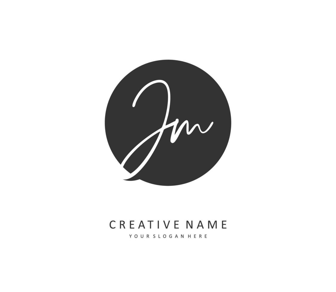 j m jm eerste brief handschrift en handtekening logo. een concept handschrift eerste logo met sjabloon element. vector