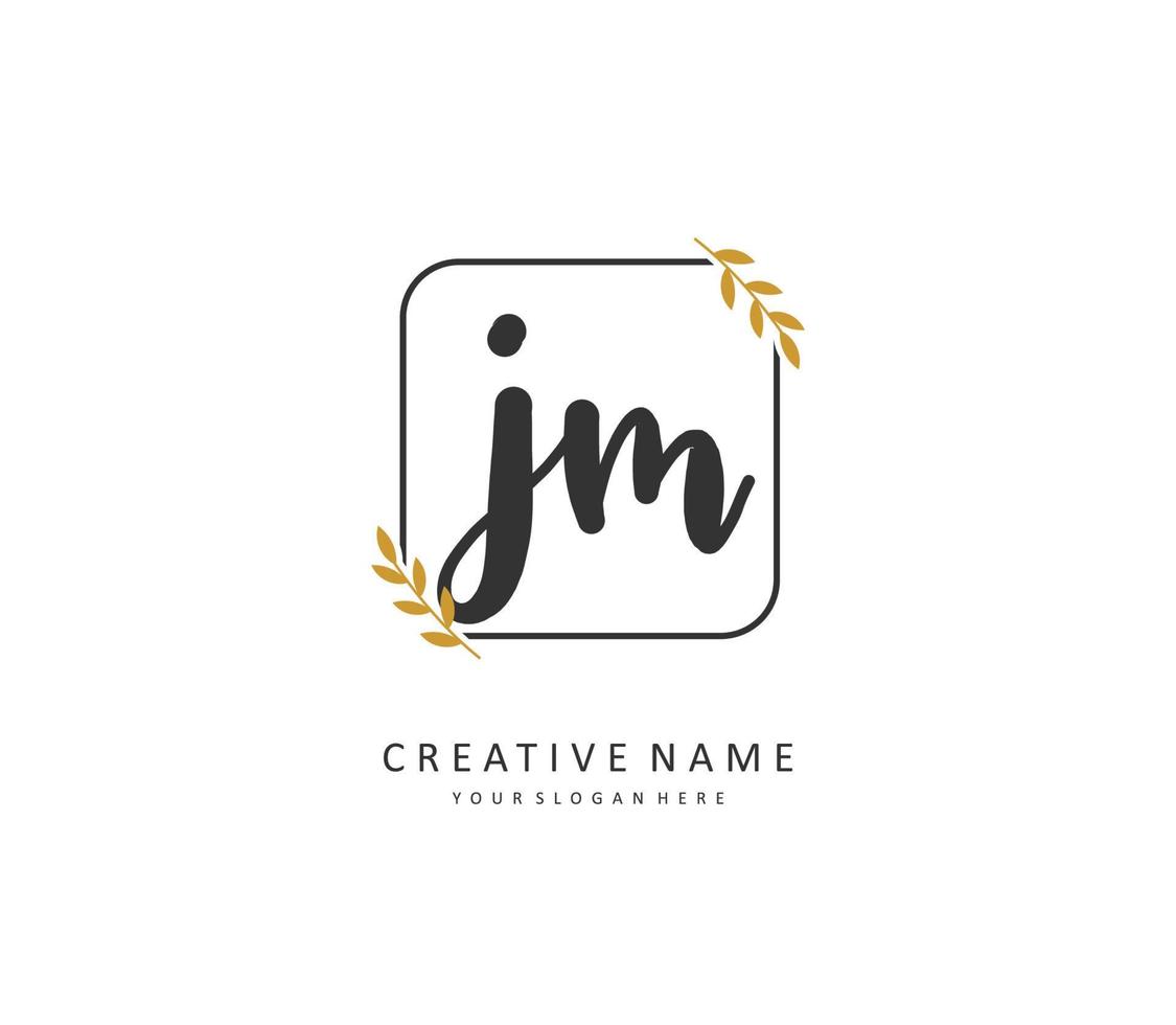 j m jm eerste brief handschrift en handtekening logo. een concept handschrift eerste logo met sjabloon element. vector