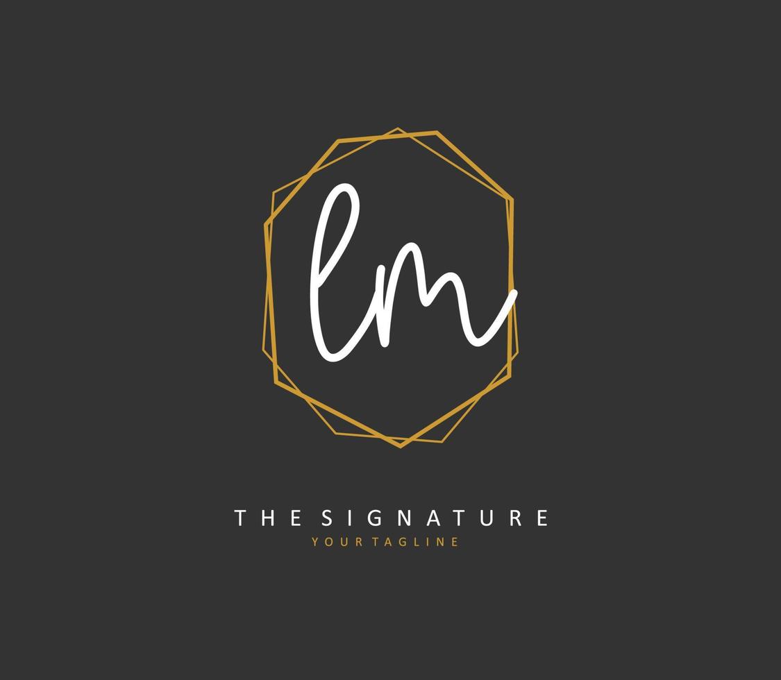 l m lm eerste brief handschrift en handtekening logo. een concept handschrift eerste logo met sjabloon element. vector