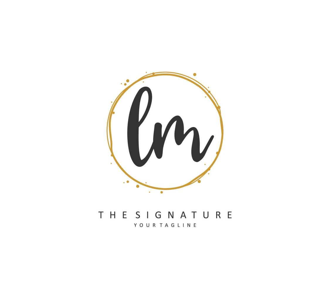 l m lm eerste brief handschrift en handtekening logo. een concept handschrift eerste logo met sjabloon element. vector