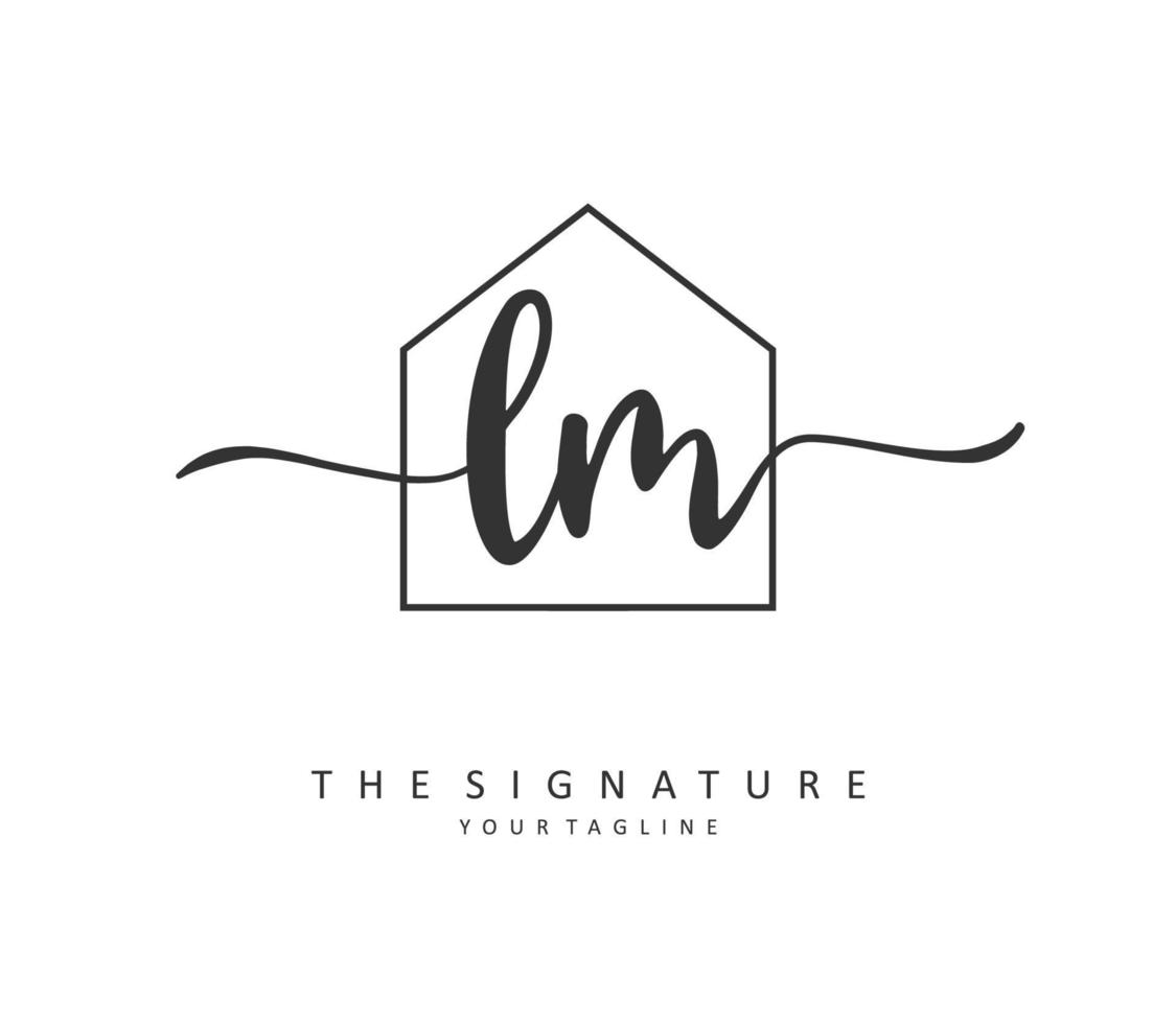 l m lm eerste brief handschrift en handtekening logo. een concept handschrift eerste logo met sjabloon element. vector