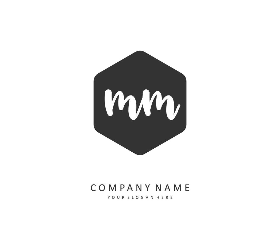 m mm eerste brief handschrift en handtekening logo. een concept handschrift eerste logo met sjabloon element. vector