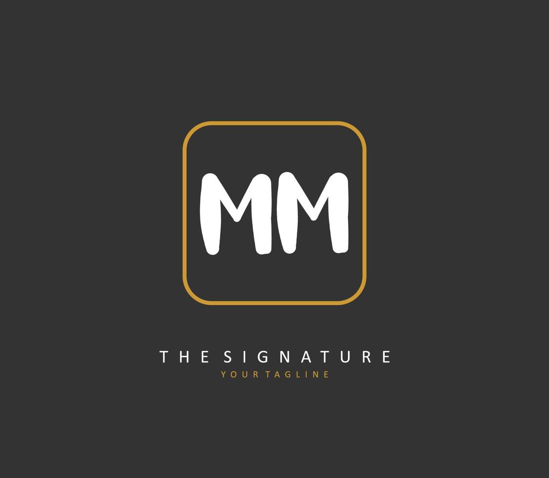 m mm eerste brief handschrift en handtekening logo. een concept handschrift eerste logo met sjabloon element. vector