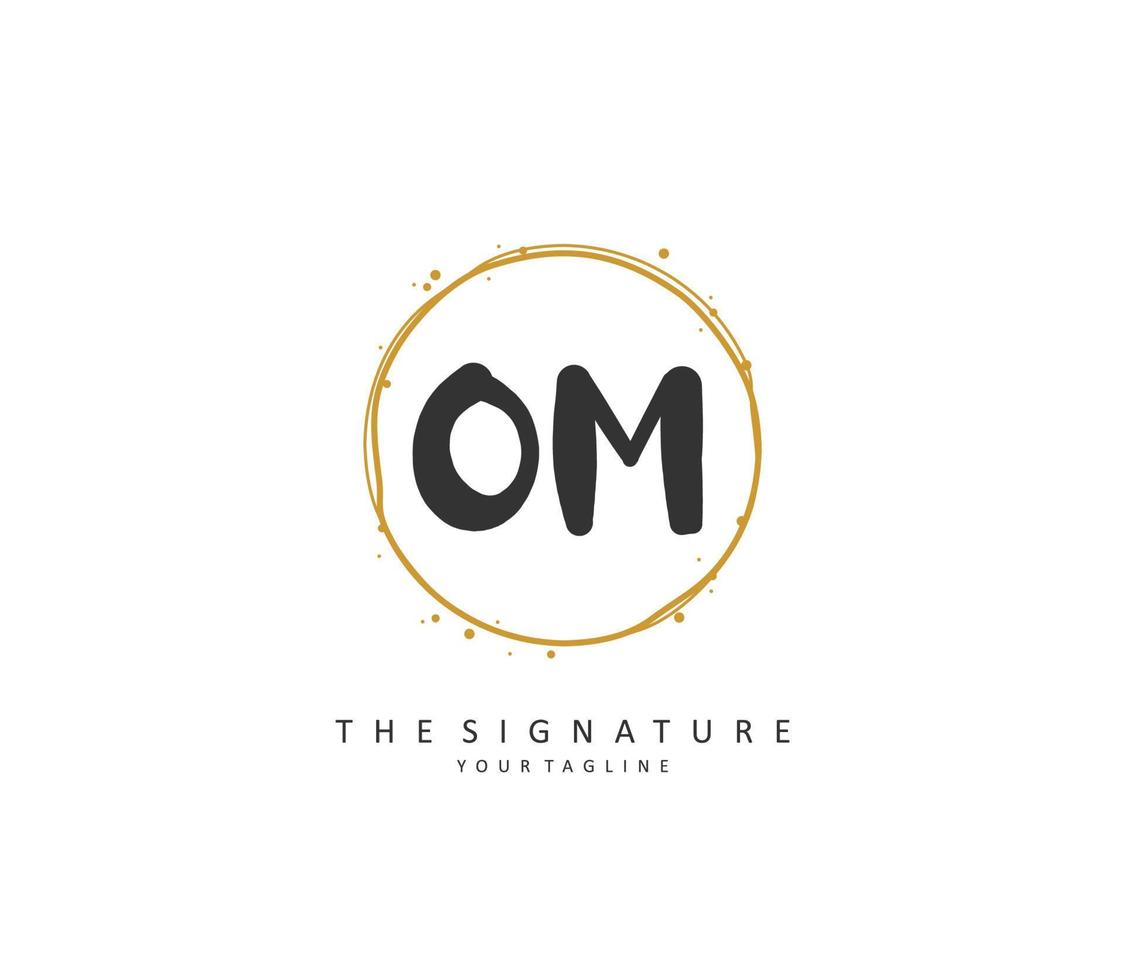 O m om eerste brief handschrift en handtekening logo. een concept handschrift eerste logo met sjabloon element. vector