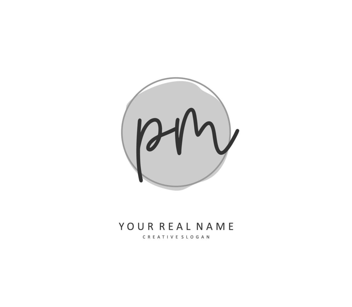 p m p.m eerste brief handschrift en handtekening logo. een concept handschrift eerste logo met sjabloon element. vector