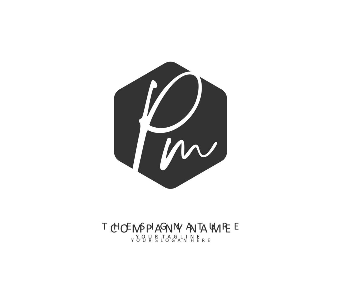 p m p.m eerste brief handschrift en handtekening logo. een concept handschrift eerste logo met sjabloon element. vector