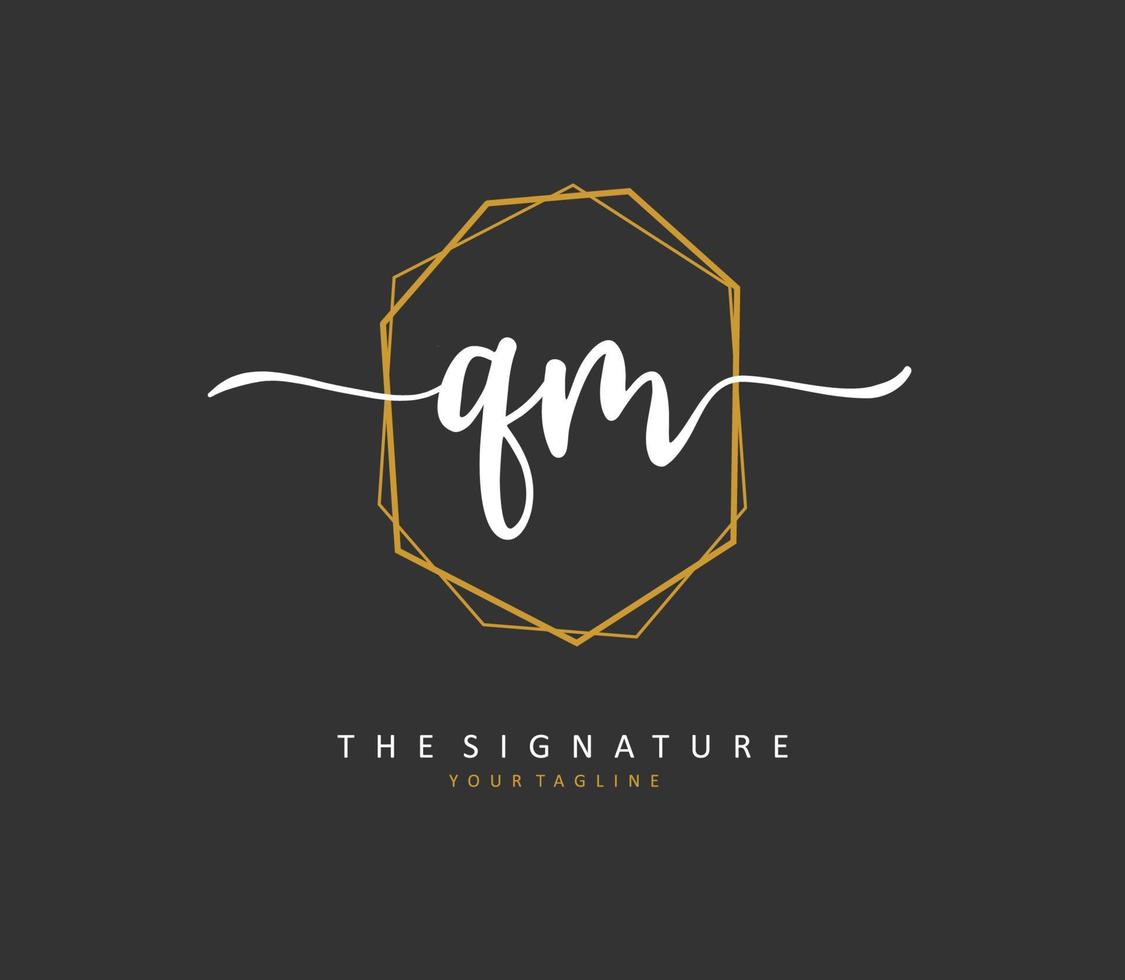 q m qm eerste brief handschrift en handtekening logo. een concept handschrift eerste logo met sjabloon element. vector