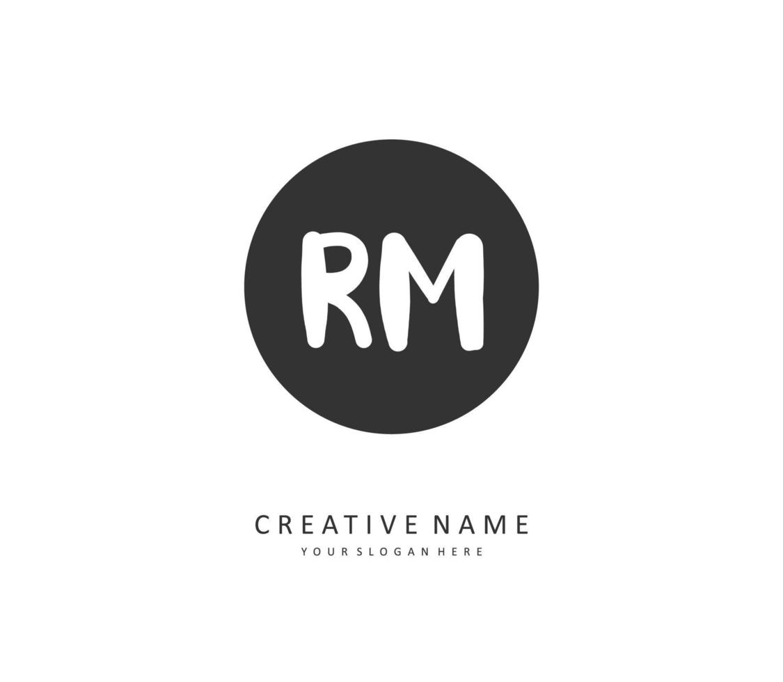 r m rm eerste brief handschrift en handtekening logo. een concept handschrift eerste logo met sjabloon element. vector