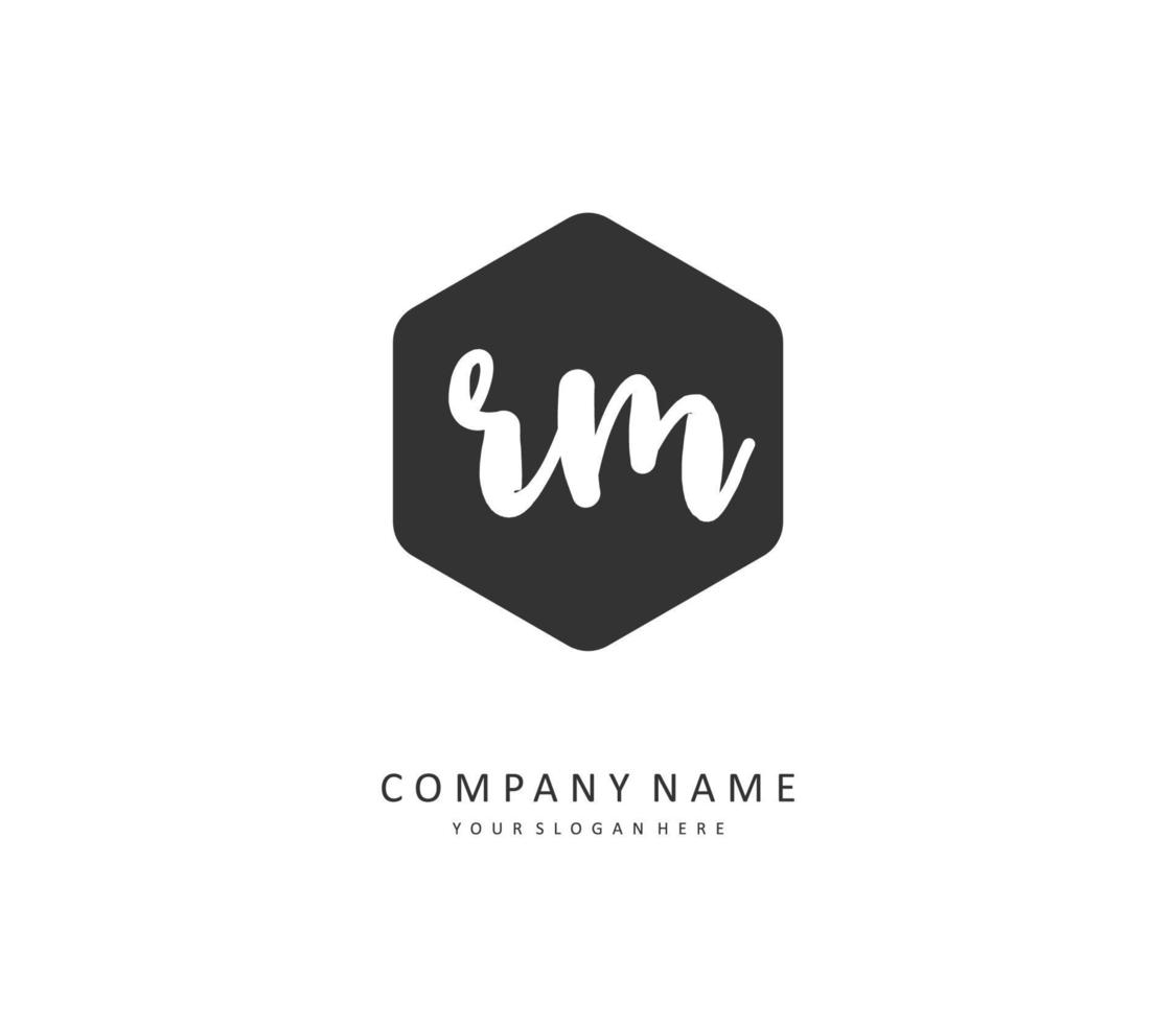 r m rm eerste brief handschrift en handtekening logo. een concept handschrift eerste logo met sjabloon element. vector