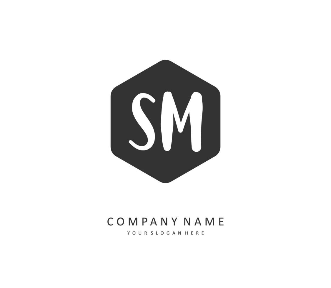 s m sm eerste brief handschrift en handtekening logo. een concept handschrift eerste logo met sjabloon element. vector