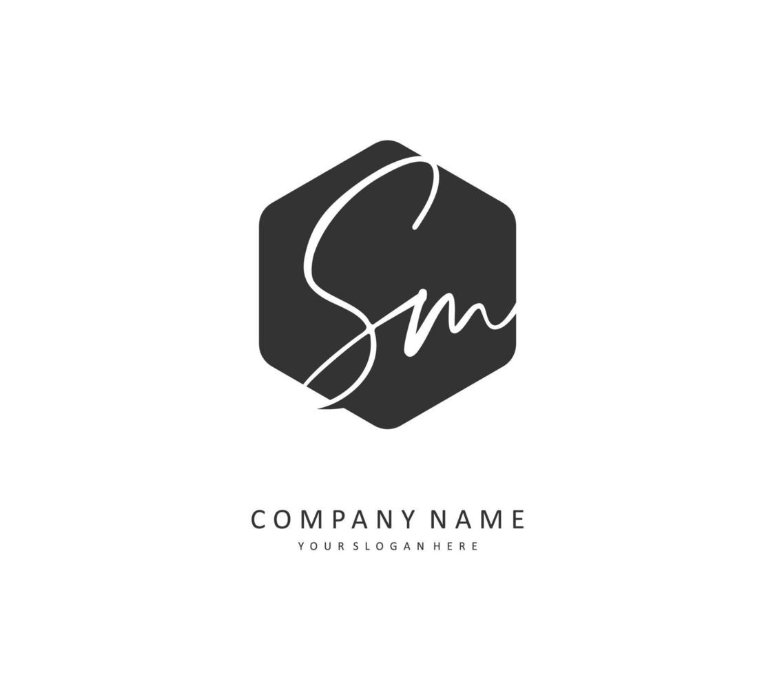 s m sm eerste brief handschrift en handtekening logo. een concept handschrift eerste logo met sjabloon element. vector