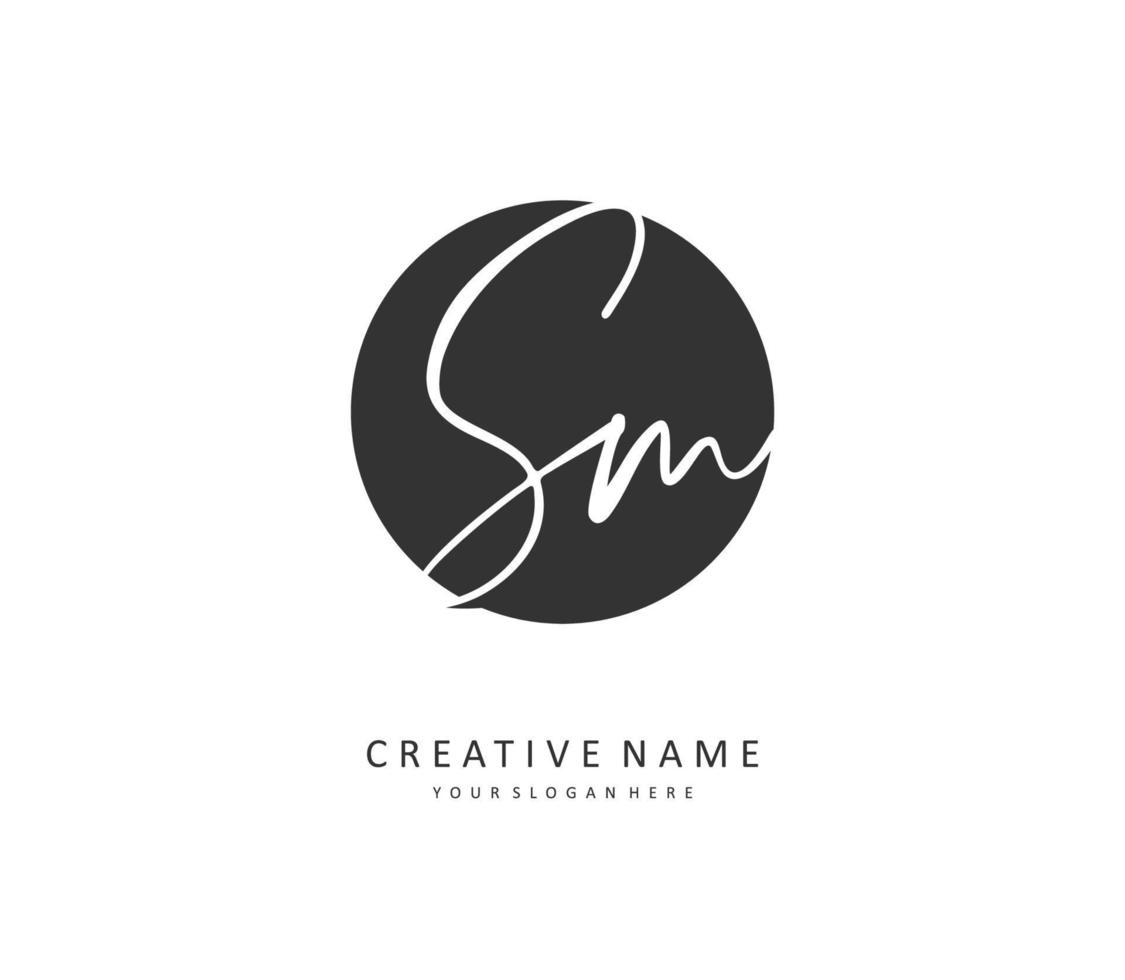 s m sm eerste brief handschrift en handtekening logo. een concept handschrift eerste logo met sjabloon element. vector