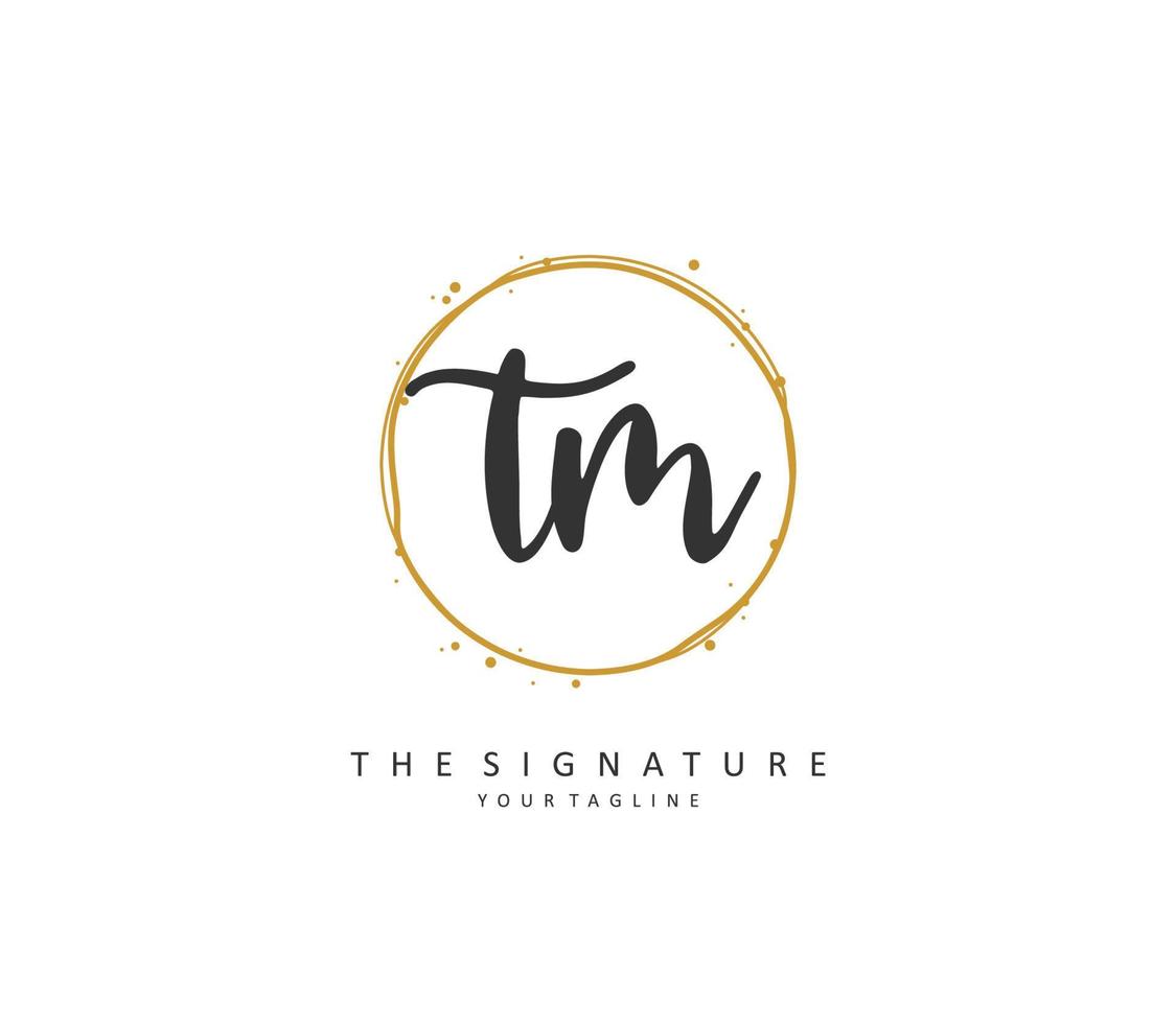 t m tm eerste brief handschrift en handtekening logo. een concept handschrift eerste logo met sjabloon element. vector