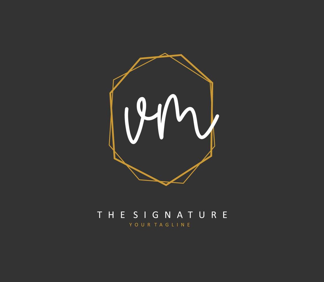 v m vm eerste brief handschrift en handtekening logo. een concept handschrift eerste logo met sjabloon element. vector