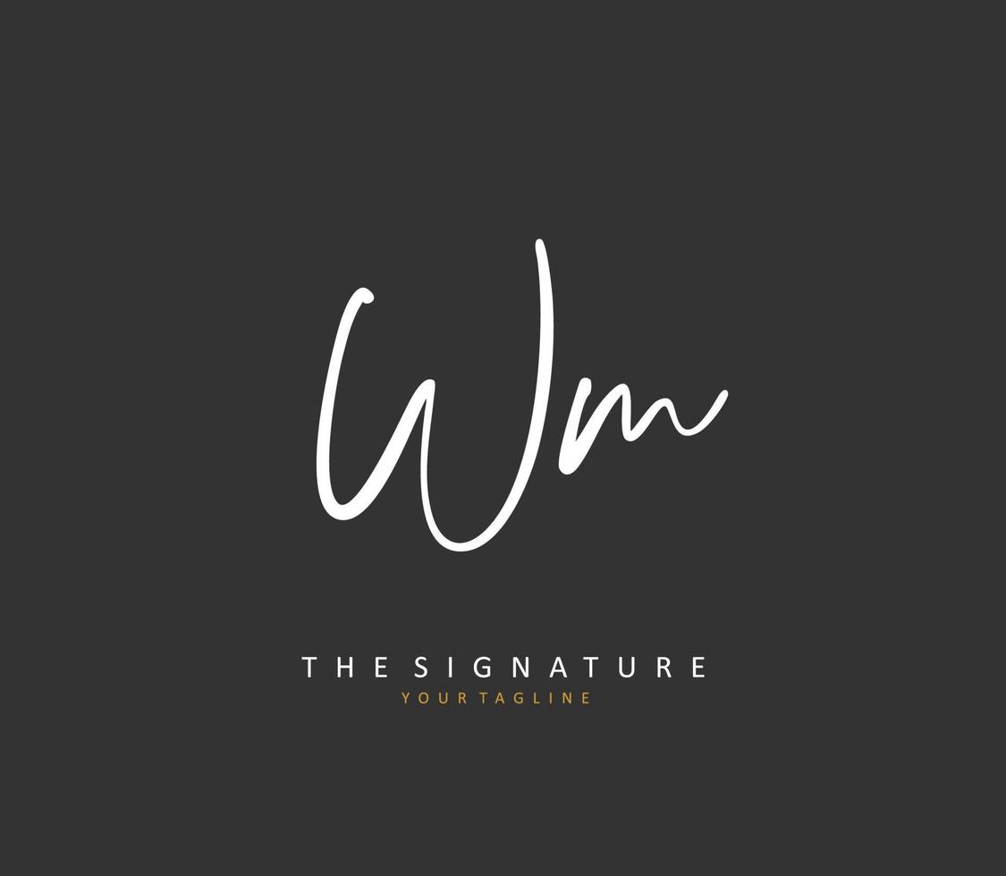 w m wm eerste brief handschrift en handtekening logo. een concept handschrift eerste logo met sjabloon element. vector