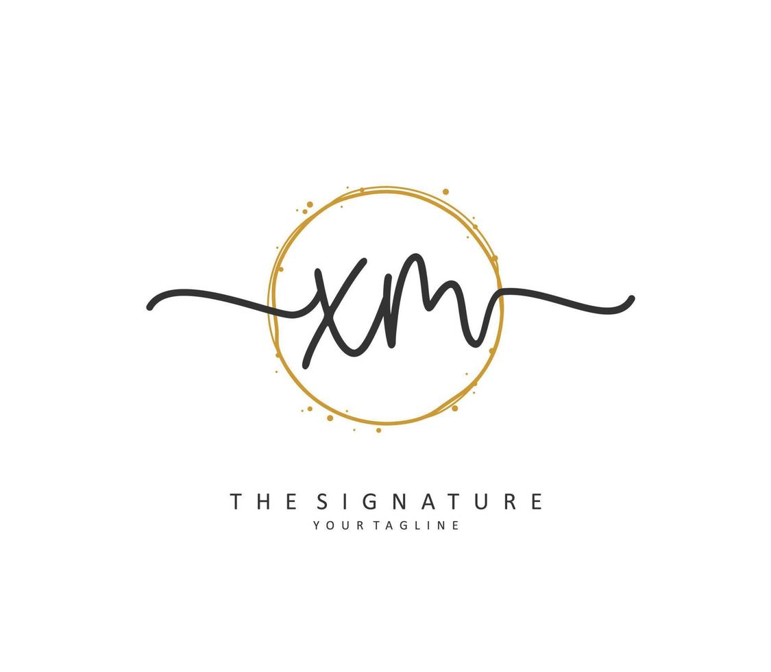 X m xm eerste brief handschrift en handtekening logo. een concept handschrift eerste logo met sjabloon element. vector