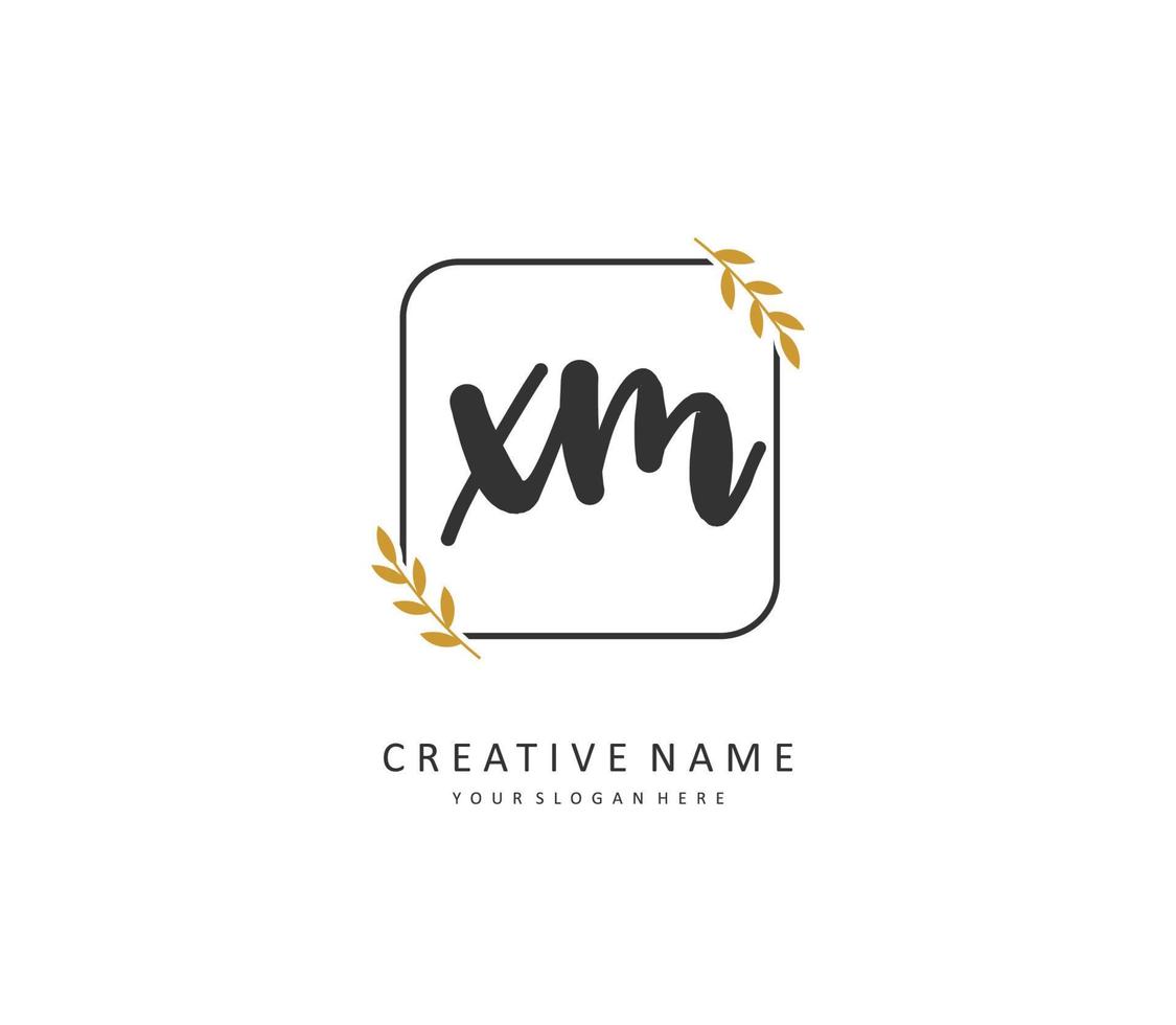 X m xm eerste brief handschrift en handtekening logo. een concept handschrift eerste logo met sjabloon element. vector