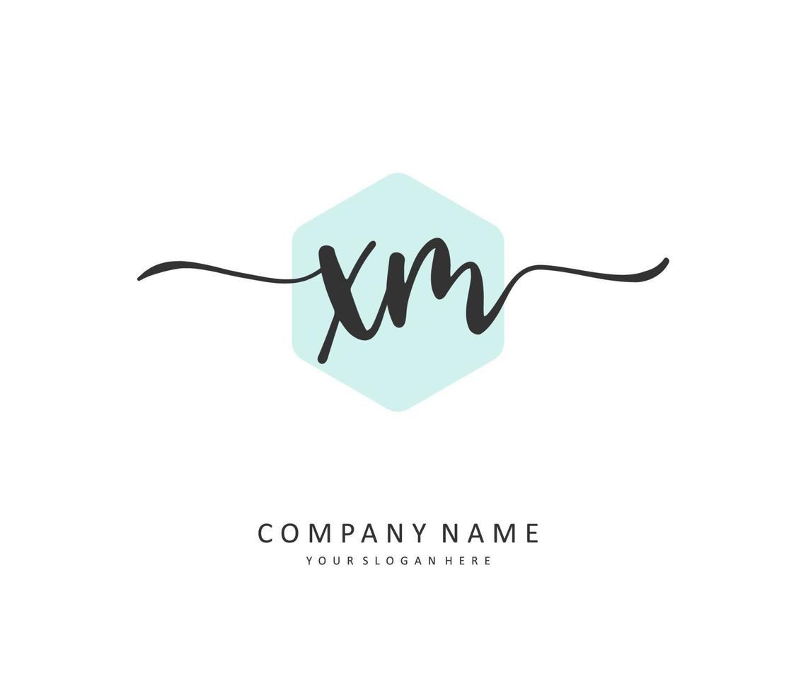 X m xm eerste brief handschrift en handtekening logo. een concept handschrift eerste logo met sjabloon element. vector