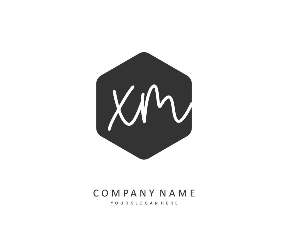 X m xm eerste brief handschrift en handtekening logo. een concept handschrift eerste logo met sjabloon element. vector