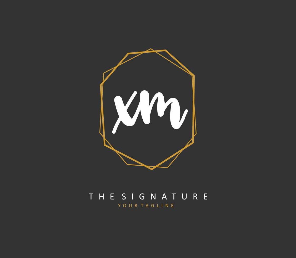 X m xm eerste brief handschrift en handtekening logo. een concept handschrift eerste logo met sjabloon element. vector