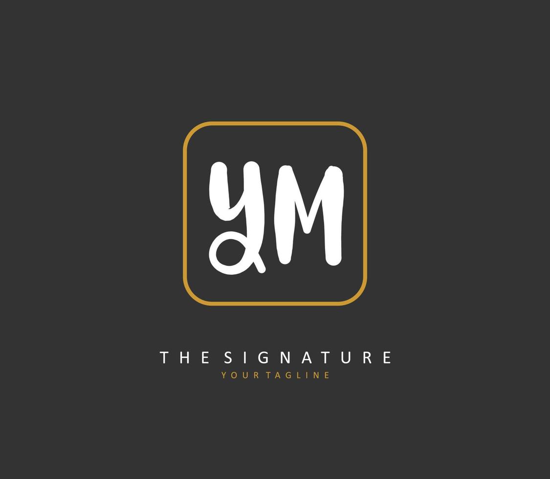 y m ym eerste brief handschrift en handtekening logo. een concept handschrift eerste logo met sjabloon element. vector